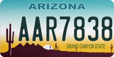 AZ license plate AAR7838