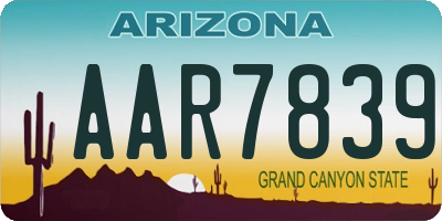 AZ license plate AAR7839