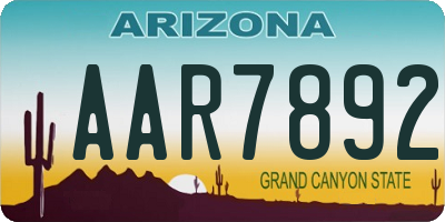 AZ license plate AAR7892