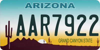 AZ license plate AAR7922