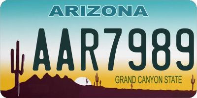 AZ license plate AAR7989