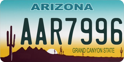 AZ license plate AAR7996