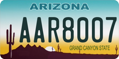 AZ license plate AAR8007