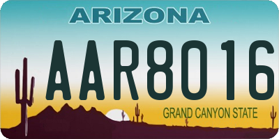AZ license plate AAR8016