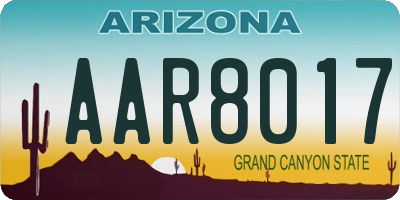 AZ license plate AAR8017