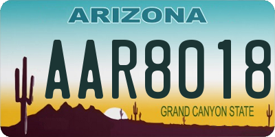 AZ license plate AAR8018