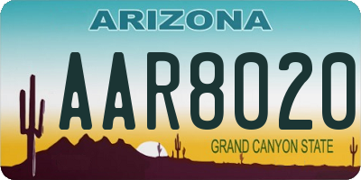 AZ license plate AAR8020