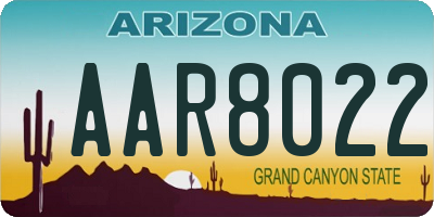 AZ license plate AAR8022