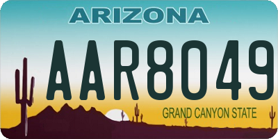 AZ license plate AAR8049