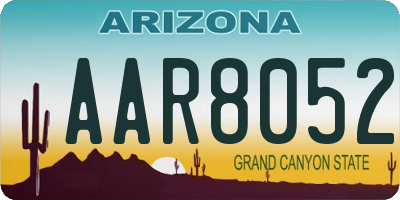 AZ license plate AAR8052