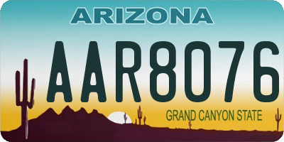 AZ license plate AAR8076