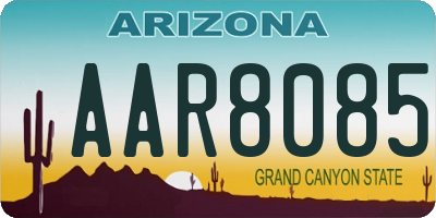 AZ license plate AAR8085