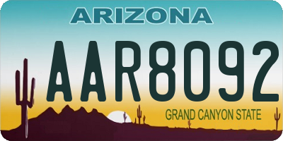 AZ license plate AAR8092