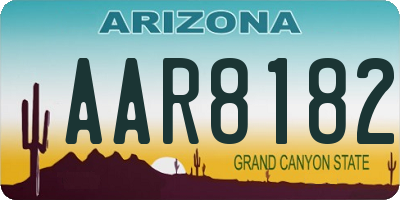 AZ license plate AAR8182