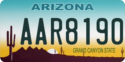 AZ license plate AAR8190
