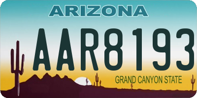 AZ license plate AAR8193