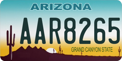 AZ license plate AAR8265