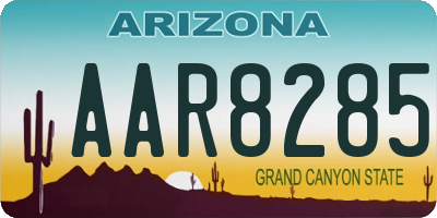 AZ license plate AAR8285
