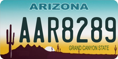 AZ license plate AAR8289