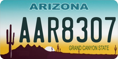 AZ license plate AAR8307