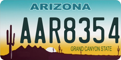 AZ license plate AAR8354