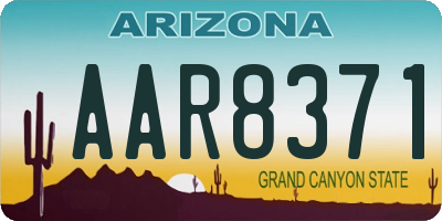 AZ license plate AAR8371