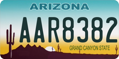AZ license plate AAR8382