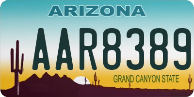 AZ license plate AAR8389