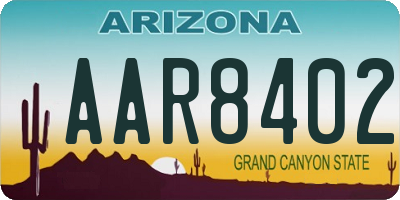 AZ license plate AAR8402
