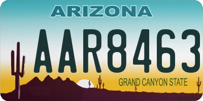 AZ license plate AAR8463