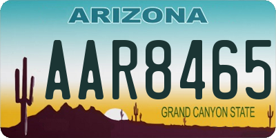 AZ license plate AAR8465