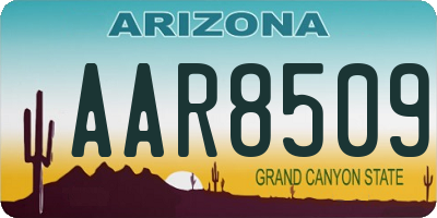 AZ license plate AAR8509