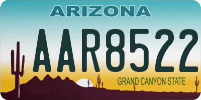 AZ license plate AAR8522