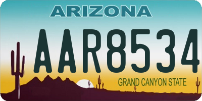 AZ license plate AAR8534