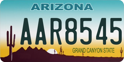 AZ license plate AAR8545