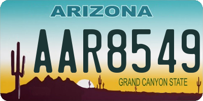 AZ license plate AAR8549
