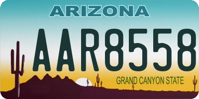 AZ license plate AAR8558