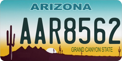 AZ license plate AAR8562
