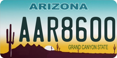 AZ license plate AAR8600