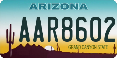 AZ license plate AAR8602