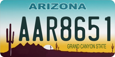 AZ license plate AAR8651