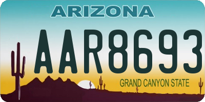 AZ license plate AAR8693