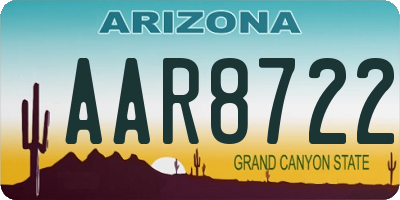 AZ license plate AAR8722