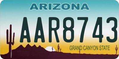 AZ license plate AAR8743