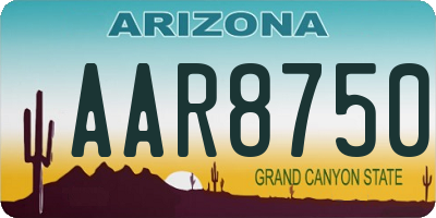 AZ license plate AAR8750