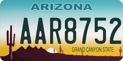 AZ license plate AAR8752