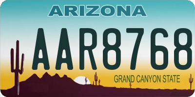 AZ license plate AAR8768