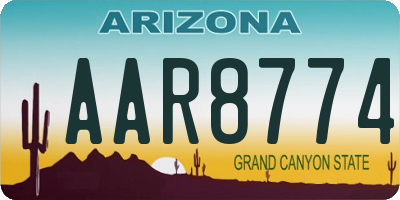 AZ license plate AAR8774
