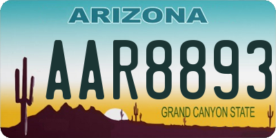 AZ license plate AAR8893