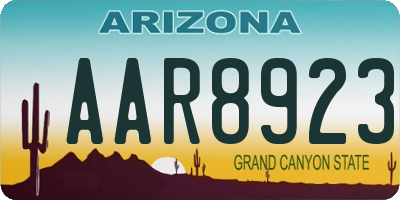 AZ license plate AAR8923